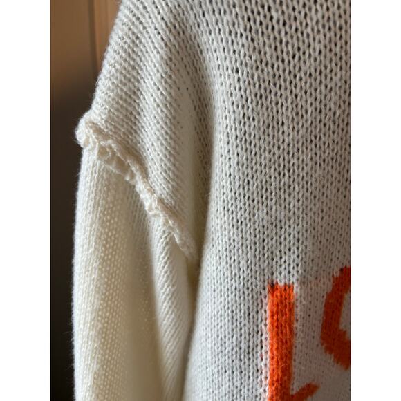 L🧡VE ☮️ PEACE Oversized White Knit Duster, Full Length Soft Warm Sweater +Scarf - Picture 8 of 11
